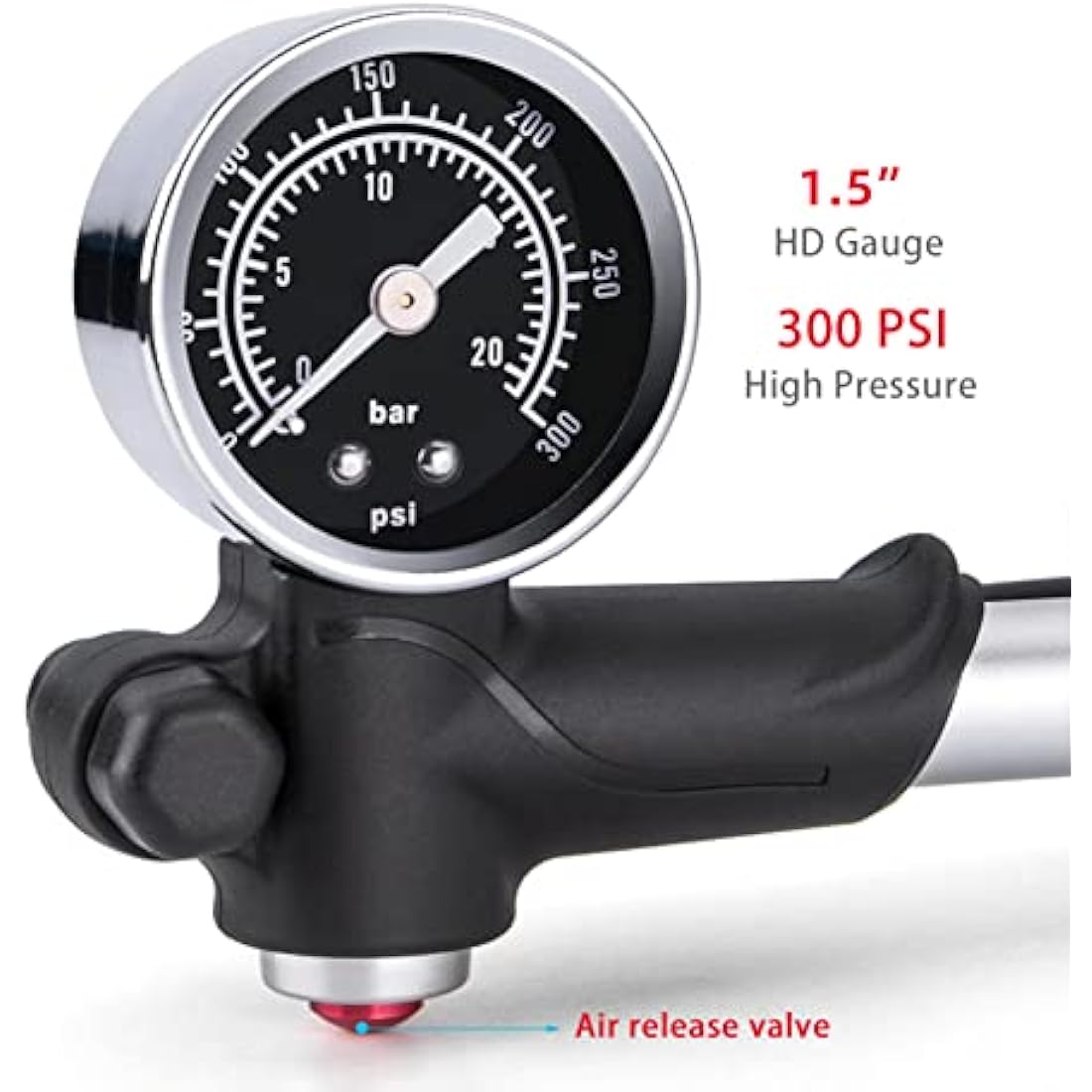 GEWAGE High Pressure Shock Pump (Max 300 PSI), 2-in-1 Bicycle Fork Pump/Bicycle Tyre Pump for MTB, Road Bike Fork and Rear Suspension, Portable Mini Pump with Bleed Button