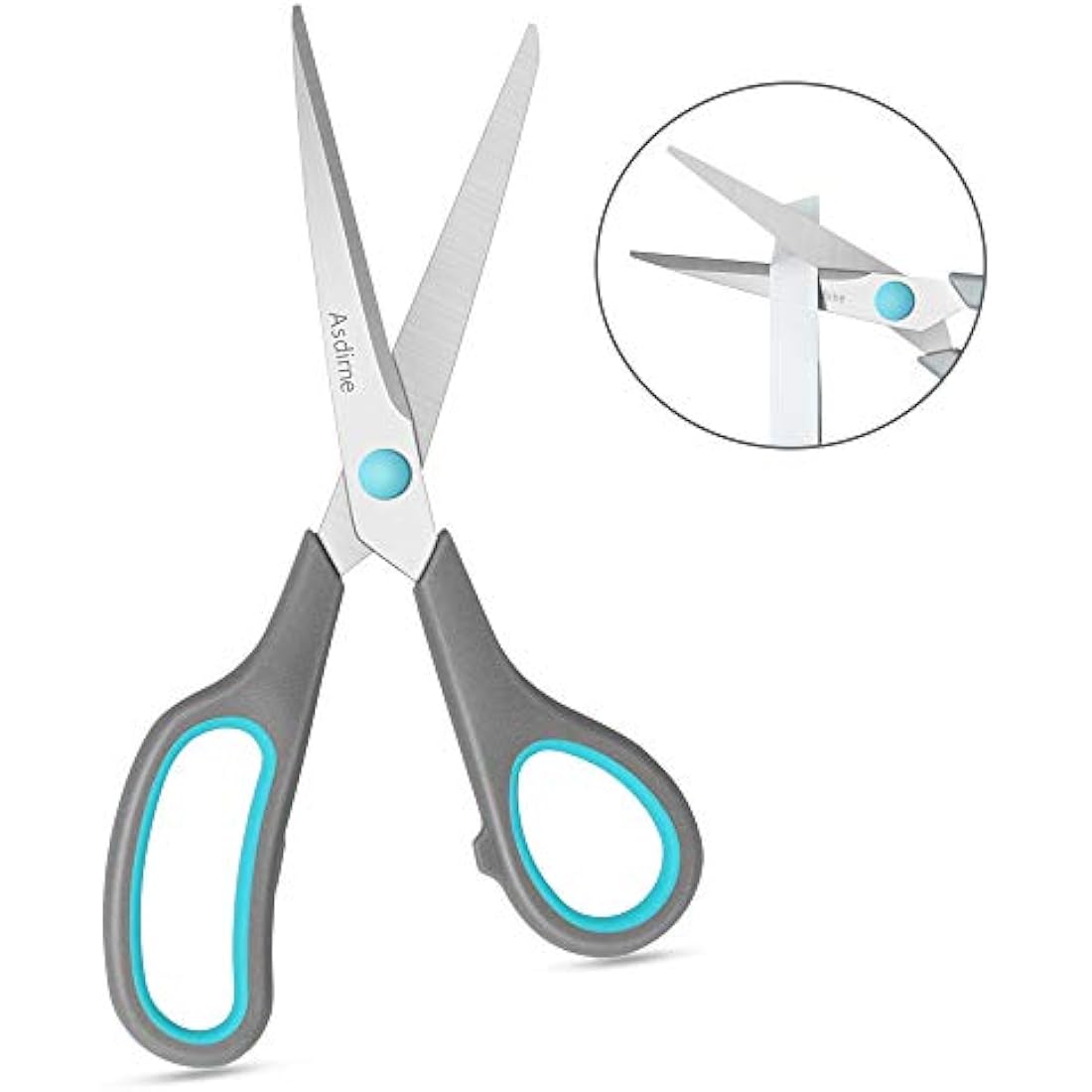 Asdirne Scissors, Stainless Steel Blades, Soft Grip Handle, Suitable for Households,Offices and Schools, Blue/Grey, 4 pcs/Pack