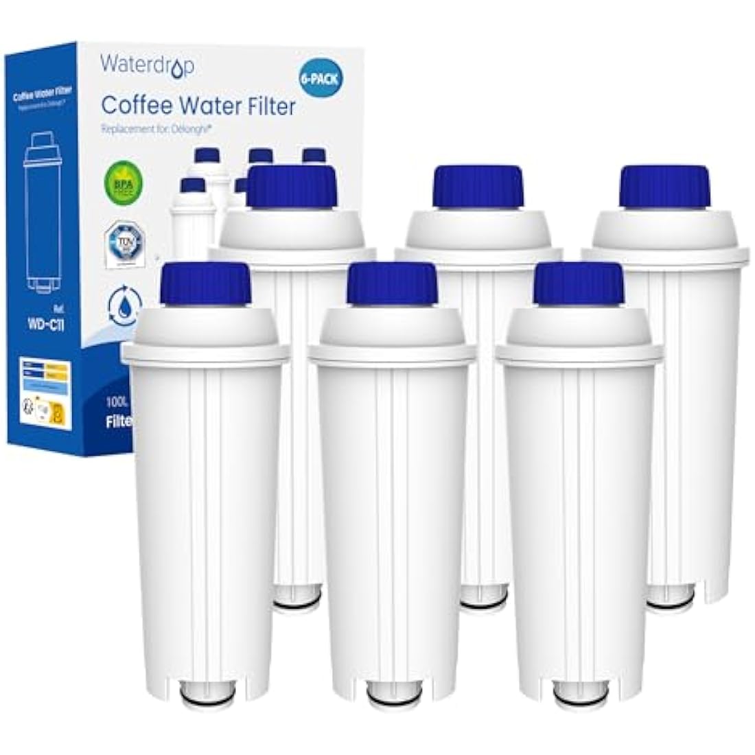 Waterdrop Coffee Filter, Replacement for De'Longhi® Water Filter DLSC002, ECAM, Eletta, Dinamica, Magnifica, ETAM Autentica and Different Model of Esam, TÜV SÜD Certified (6)
