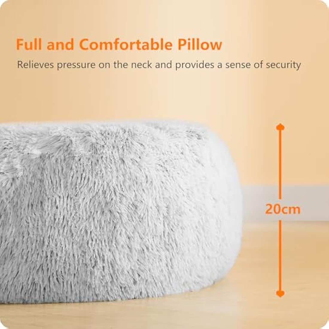HMTOPE Dog Bed Round Orthopedic Dog Cushion Egg Crate Foam Dog Sofa Cat Bed Donut Cosy Dog Basket Washable (80 × 80 × 20cm, Light Grey)