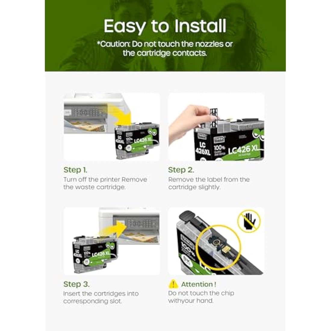 Timink LC426XL LC426 Ink Cartridges Replacement for Brother LC426 Ink LC-426BK LC-426C LC-426M LC-426Y Compatible with Brother MFC-J4340DW MFC-J4540DW MFC-J4335DW MFC-J4535DW Printer (4 Pack)