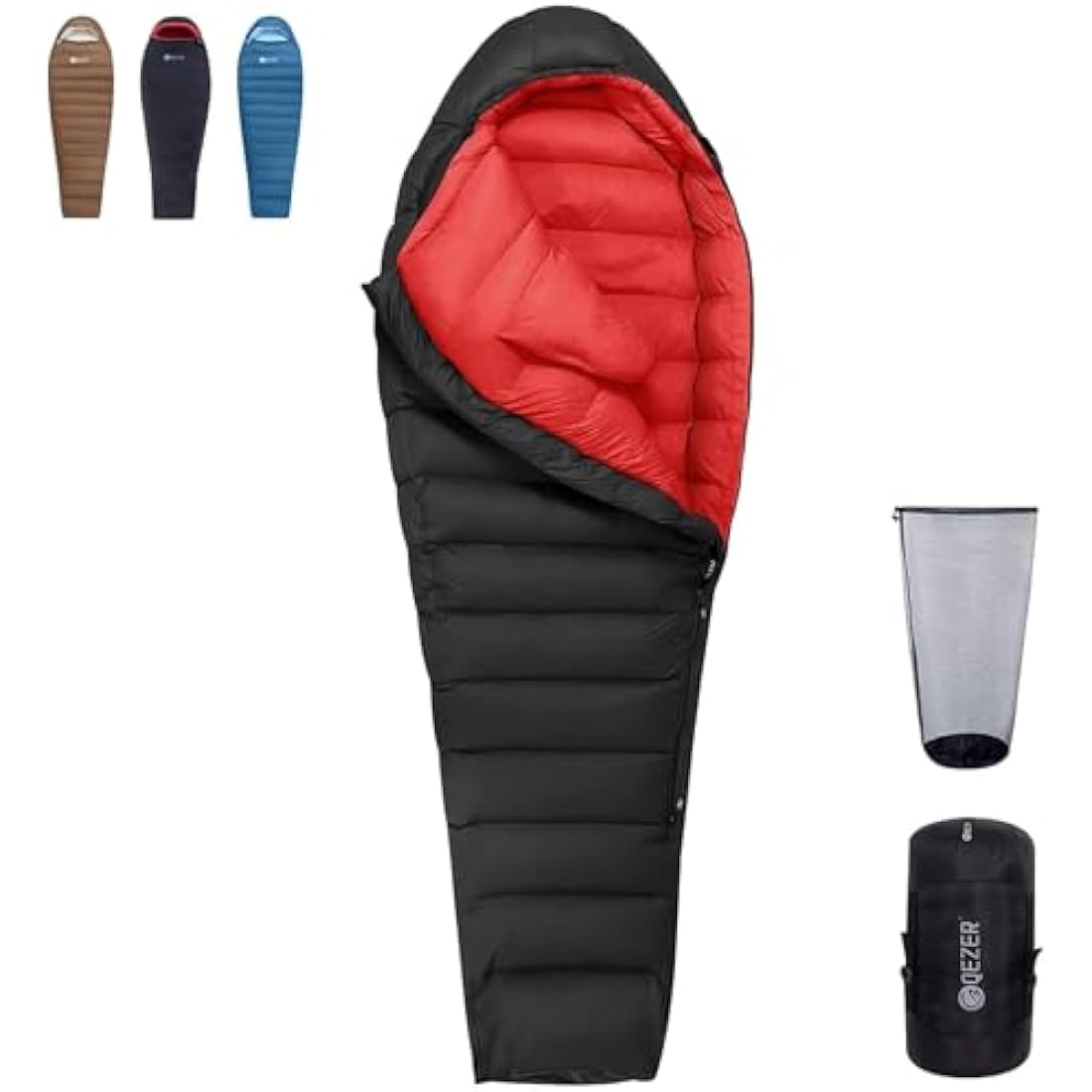 QEZER Winter Sleeping Bag for Adults, Lightweight Down Sleeping Bag -20 Degree C for Cold Weather Camping and Mountaineering Outdoor with 660 FP Duck Down