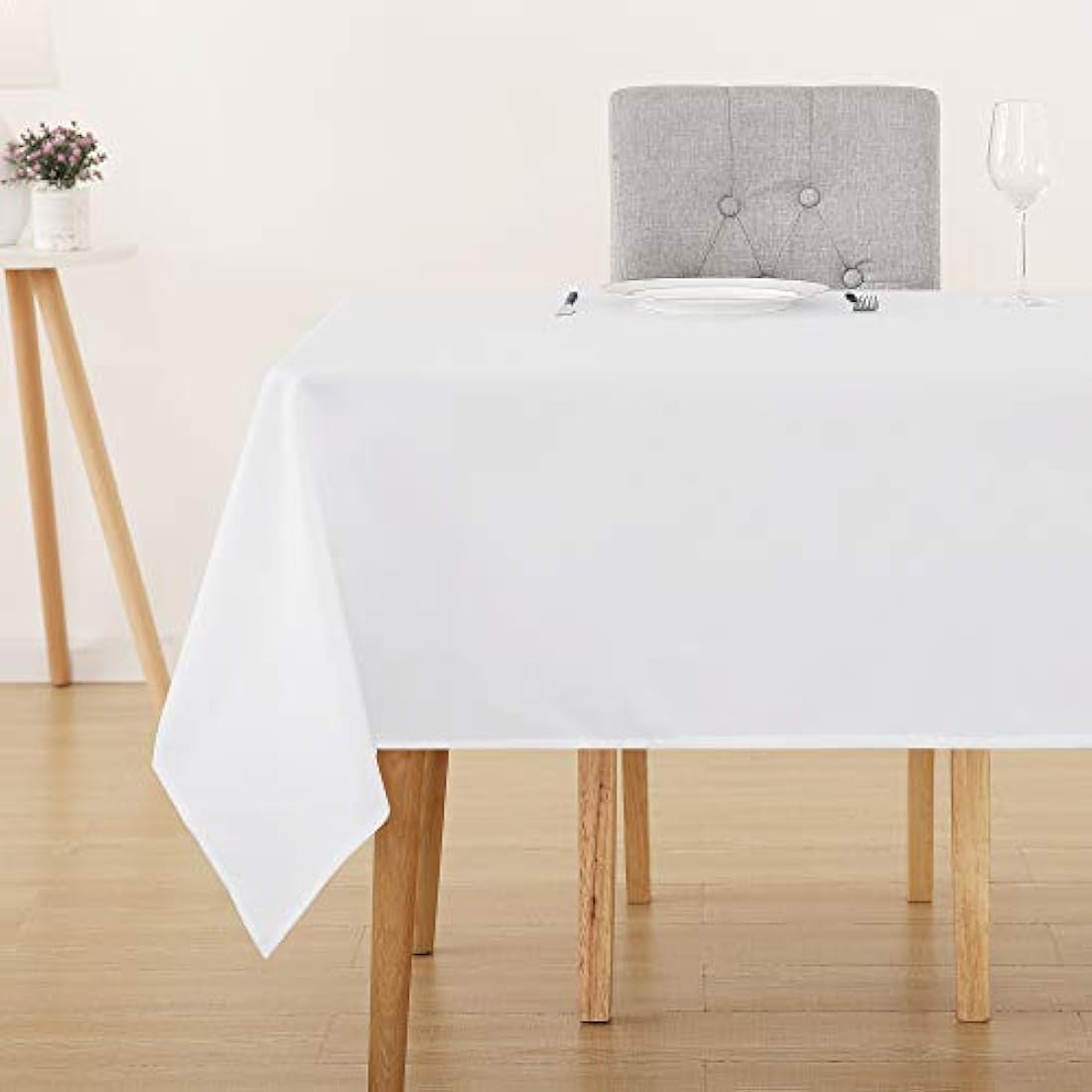 Deconovo Oxford Decorative Wipeable Tablecloth Rectangle Waterproof Tablecloth for Party Table 130x160cm(51x63in) White