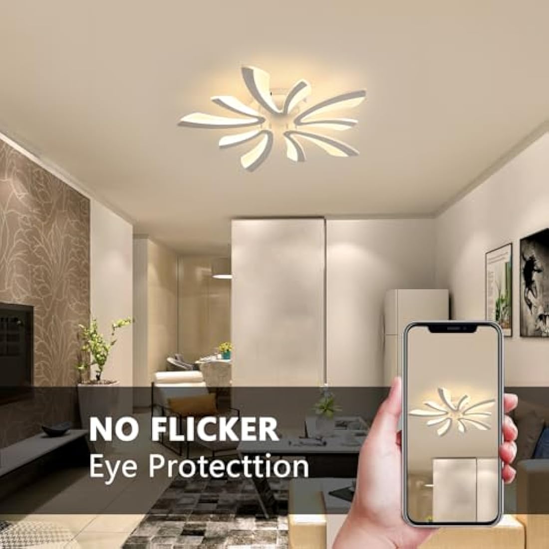 Comely LED Ceiling Light Modern, 50W 5025LM LED Ceiling Lights, Acrylic Lighting Fixture for Living Room Bedroom, 3000K Warm Light, White, 70cm