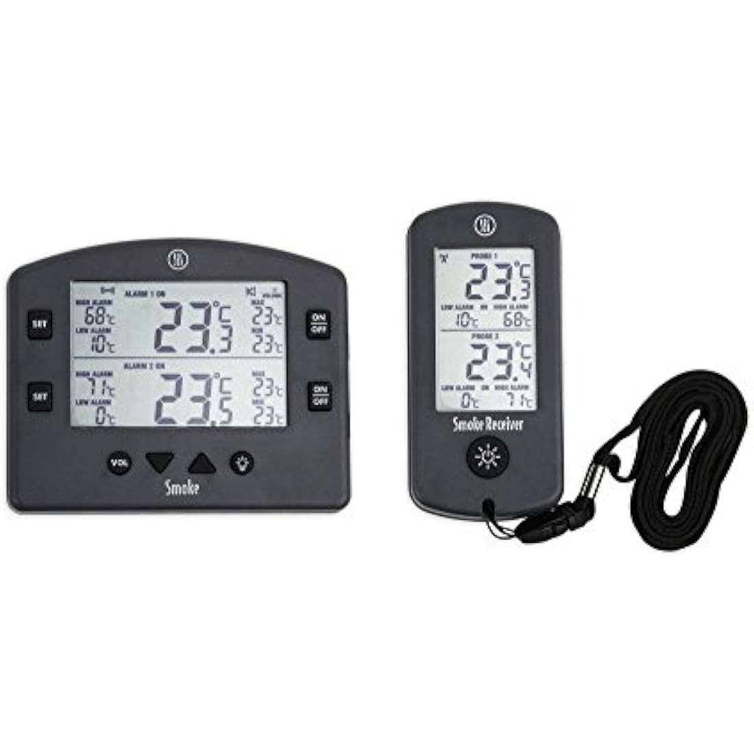 Themapen Smoke Wireless BBQ Thermometer for Smoker, Grill, Oven and Kitchen with 2 Channels, Backlit Display, Max/Min & High/Low Alarms. Perfect for barbeque meat and pit