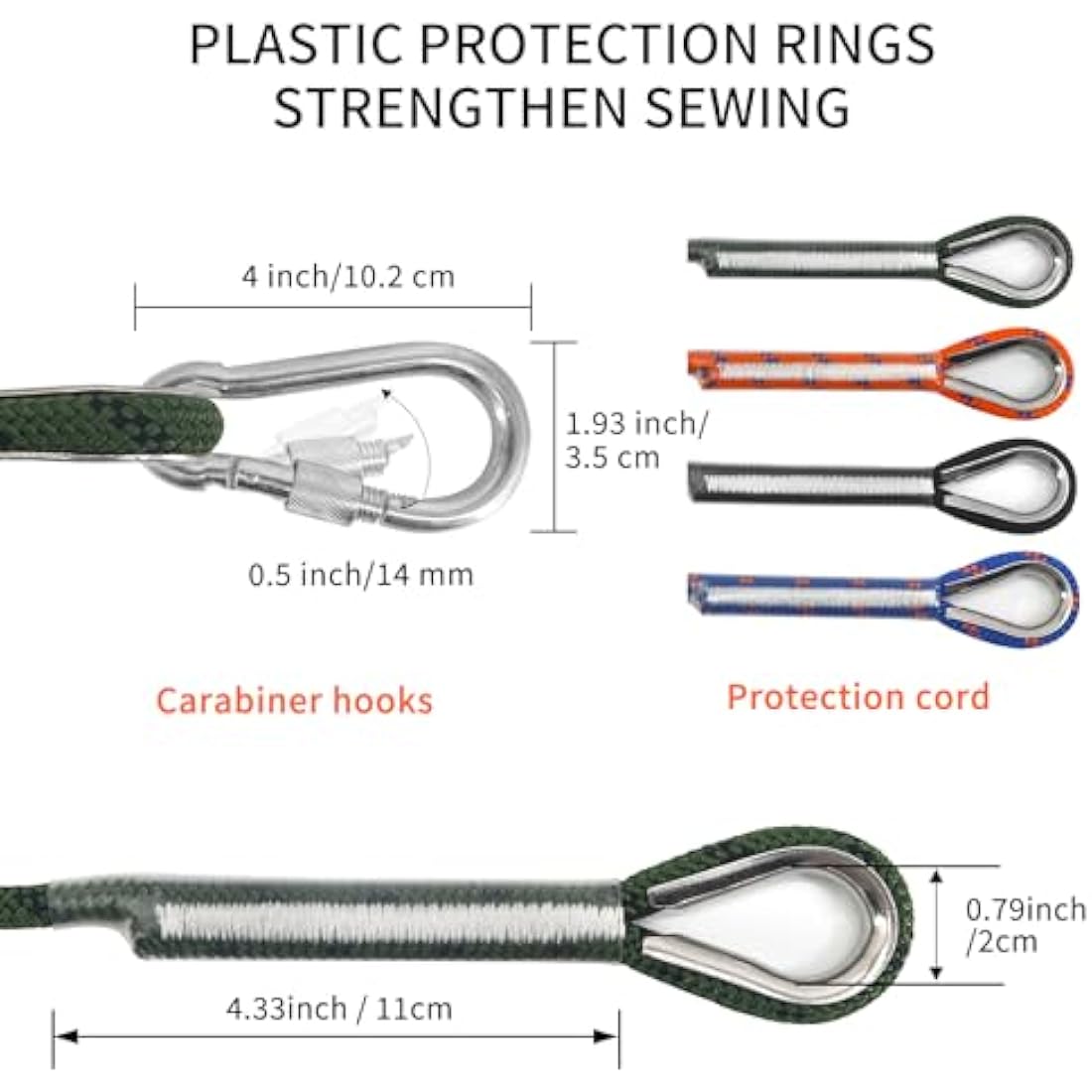 NewDoar 14KN Static Climbing Rope 8mm Accessory Cord Equipment 33FT(10M) 66FT(20M) 98FT(30M) 165FT(50M) Escape Rope with 2 Carabiners for Ice Climbing Fire Rescue Rope Safety Rope