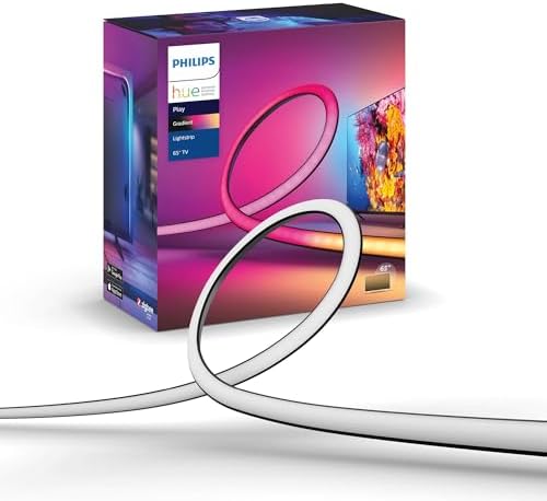 Philips Hue Gradient Lightstrip for 65 Inch TV, Sync with Media and Gaming, Smart Entertainment LED Lighting with Voice Control, Compatible with Alexa, Google Assistant and Apple HomeKit
