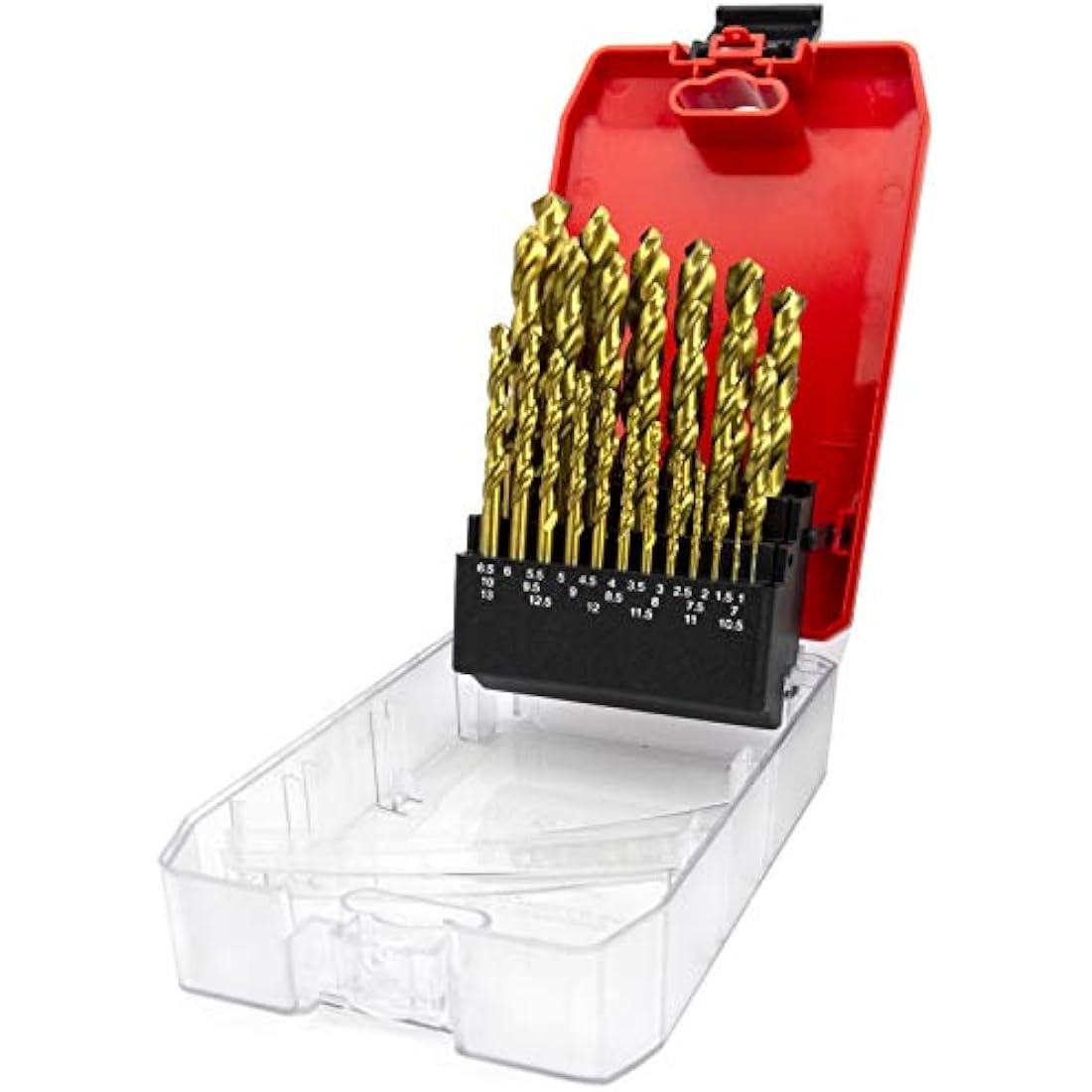 NORTOOLS Drill Bit Sets 25 PCS 1.0-13 x 0.5 mm Titanium Fully Ground DIN338 HSS Drill Bits for Drilling Woodworking Mild Steel