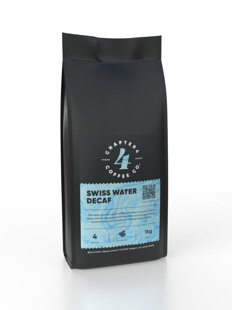 Chapter 4 Coffee Swiss Water Decaf Coffee Beans | Finely Crafted + Roasted in the UK | Gourmet Beans for Great Tasting Coffee at Home or On the Go |
