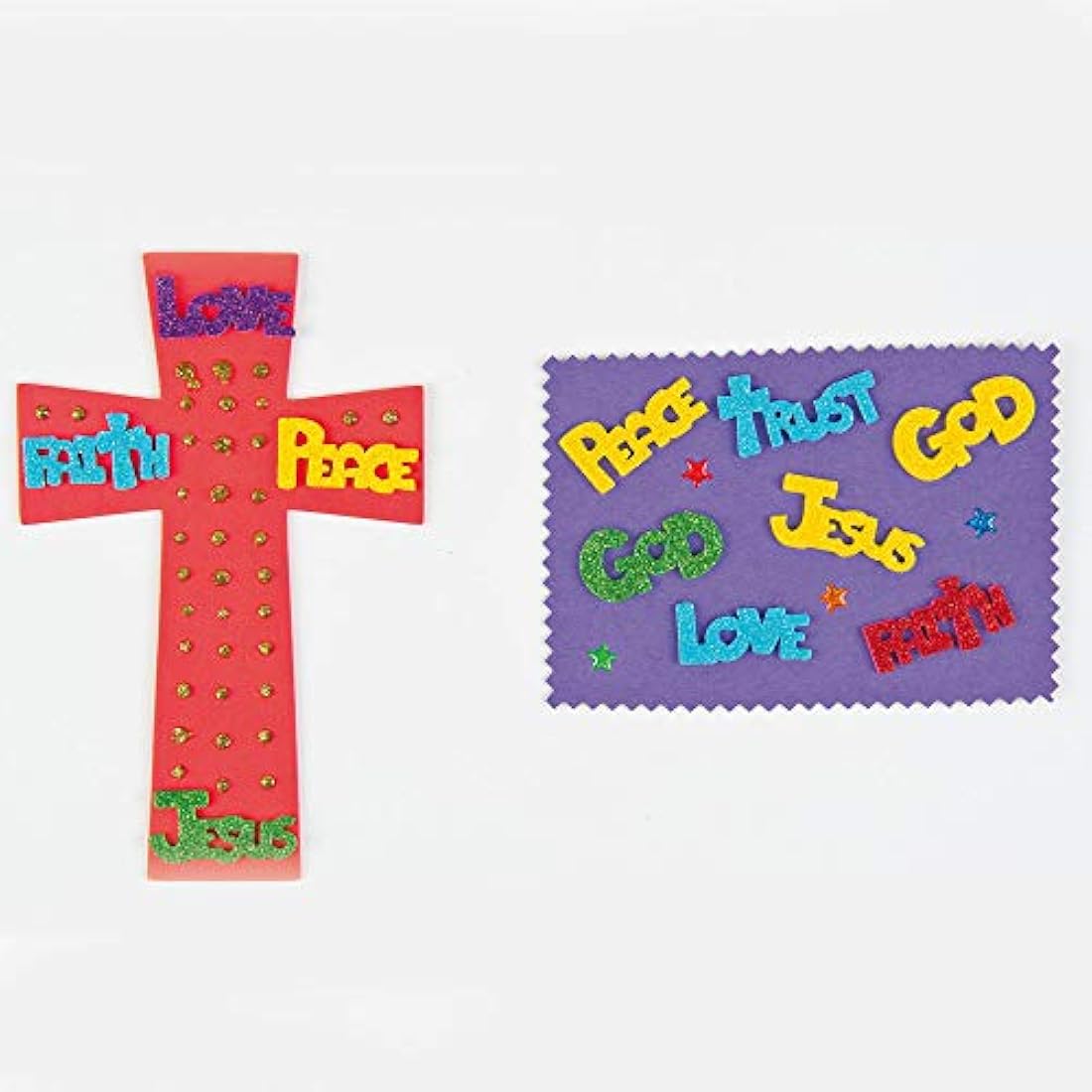 Baker Ross ET203 Inspirational Glitter Foam Stickers Self-Adhesive Shapes Kid's Craft Embellishments for Decorating & Card Making - Pack of 150