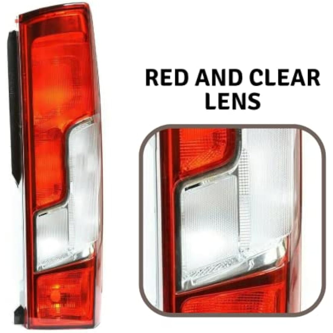 Seintech Plastic Tail Light - Right Driver Side O/S Driver Side Tail Light Lens - Red/clear, LED, RHD Vehicles Only - For Peugeot, Citroën, Fiat 2014 Onwards