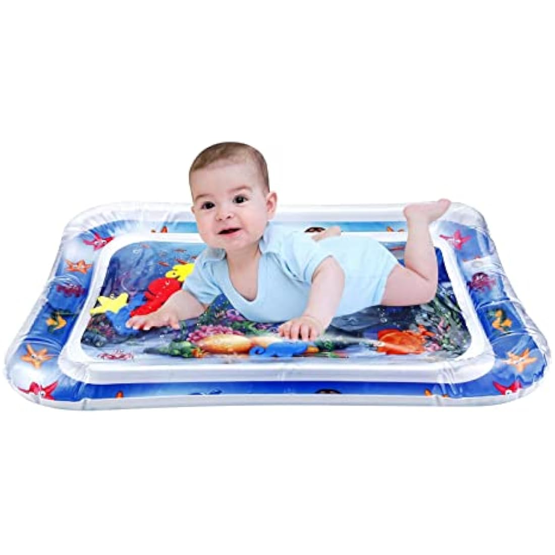 PandaEar 2 Pack Tummy Time Water Mat for Babies Toddlers, Inflatable Tummy Time Pillow Toys Baby Water Play Mats for Floor, Baby Sensory Water Mat for 3 6 9 Months Girls and Boys