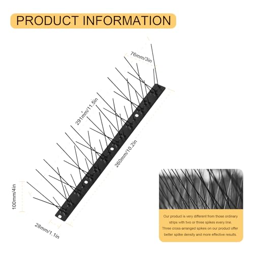 OFFO Bird Spikes Pre-Assembled for Roofs and Windows, Durable Pigeon Spikes for Deterring Crows, Seagulls and Small Birds, Bird Deterrent Spikes Set
