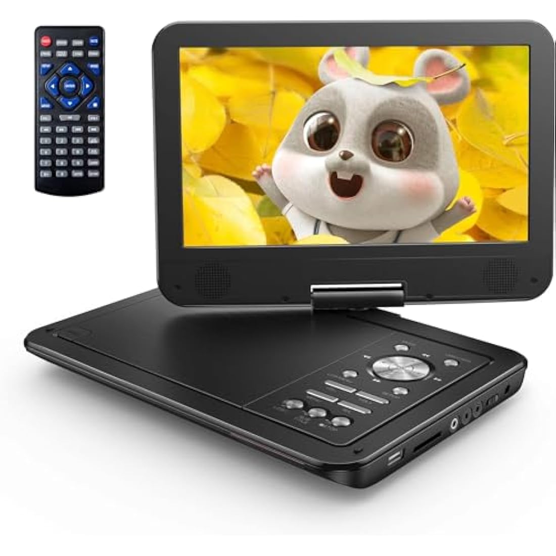 YOTON 12.5" Portable DVD Player with 10.5" HD Swivel Screen for Car and Kids, Built-in Battery, Earphone/AV-IN/AV-OUT/USB/SD Card/TV Sync and VCD/MPG/JEPG Formats(Not Support Blu-ray)