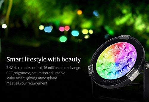 LIGHTEU, Milight Miboxer 9W AC100~240V Garden Spotlight RGBCCT Multi-Color Change and Color Temperature Adjustable WiFi LED Garden Lawn Light, RGBCCT