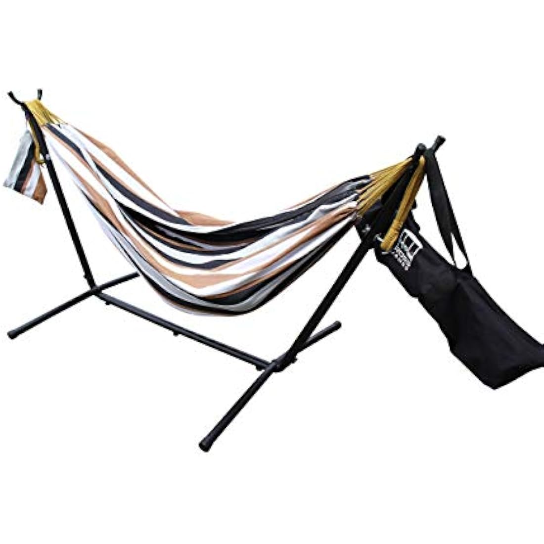 Ross James Garden Furniture, 100% Double Cotton Hammock with heavy Duty Metal Stand with over 200kg Weight Capacity (2020 Model) (Duck Egg and Blue Stripe)