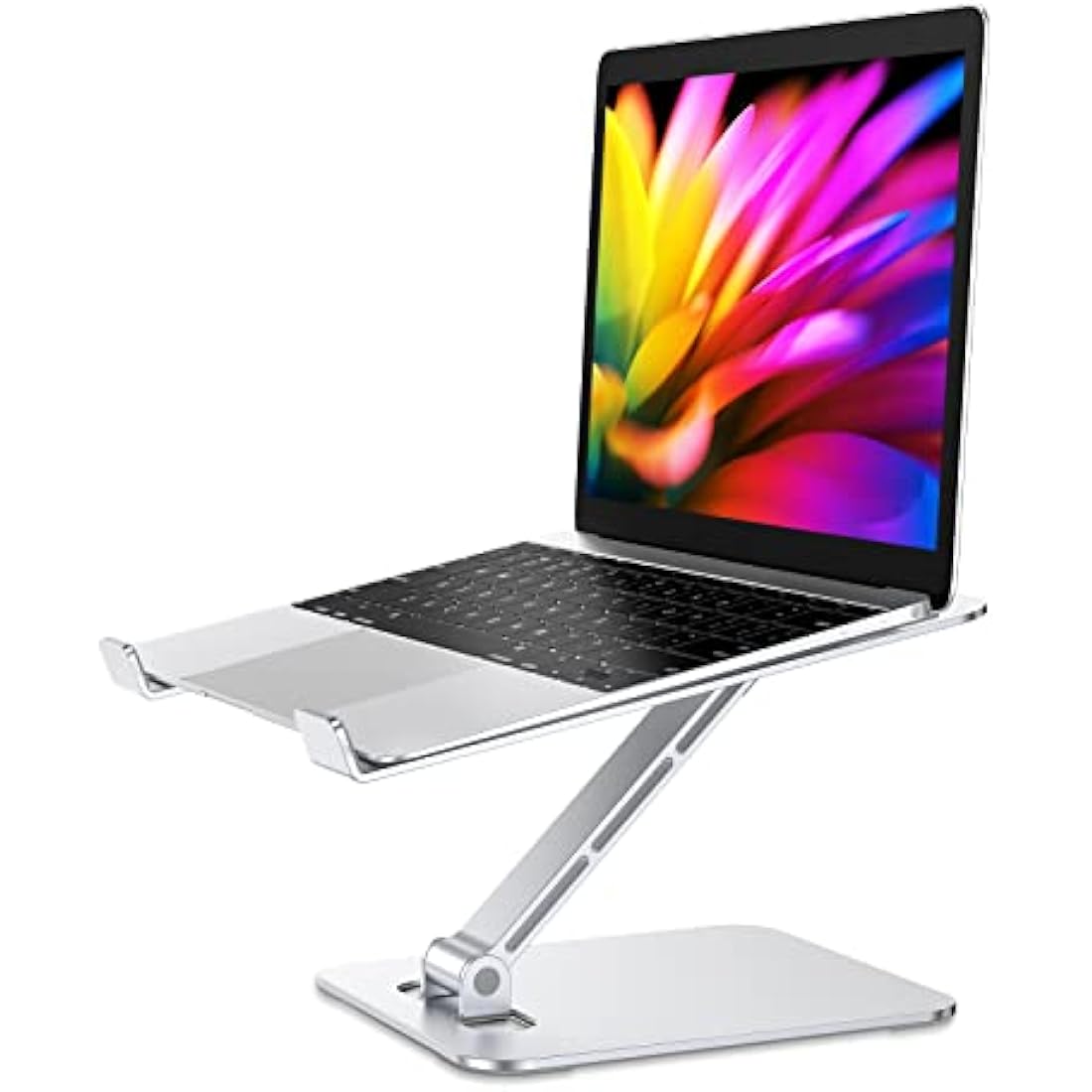 Babacom Laptop Stand Lap Desk, Ergonomic Foldable Computer Stand with Adjustable Height, Ventilated Aluminium Alloy Riser Compatible with MacBook Air, Pro, All 10-16" Laptops (Silver)