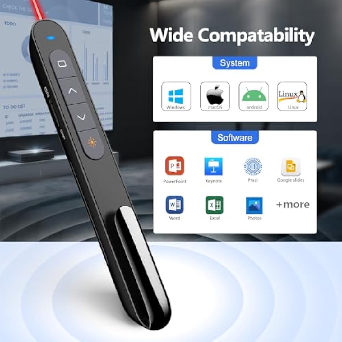 Norwii N27 Presentation Clickers, 328FT Powerpoint Clicker Wireless Presenter Remote, 2.4GHz Hyperlink Volume Presentation Clicker for Powerpoint Computer Laptop Mac(Black)