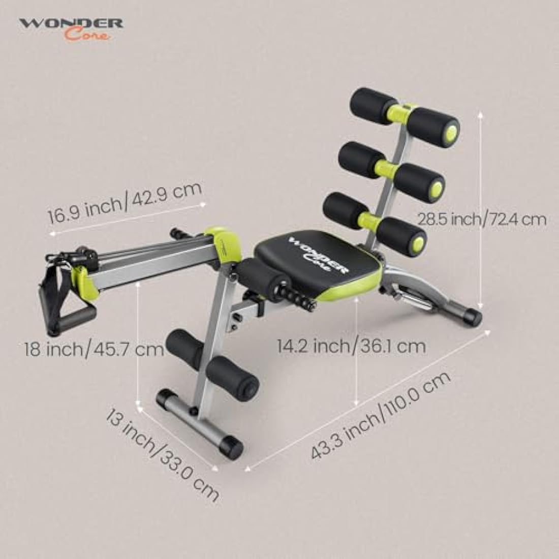 Wonder Core 2 - 12 in 1 Exercise Machine - Built in Twisting Seat and Rower for At Home Gym Workouts - Core Strength Training - Tone Tighten and Sculpt Abs - Grey