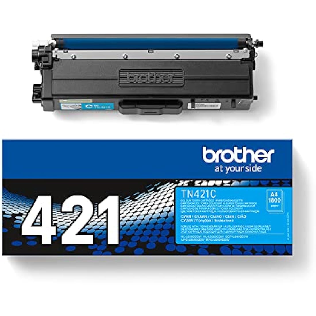 Brother TN-421C Toner Cartridge, Cyan, Single Pack, Standard Yield, Includes 1 x Toner Cartridge, Brother Genuine Supplies