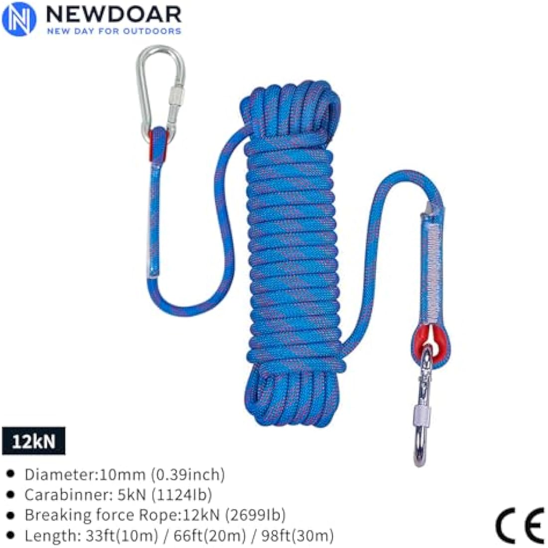 NewDoar 12KN Marine Floating Rope 10mm(3/8in) Accessory Cord Equipment 33FT(10M) 66FT(20M) 98FT(30M) Escape Rope for Boating, Camping, Anchoring, Fishing,Tent Canopy-Blue/30M