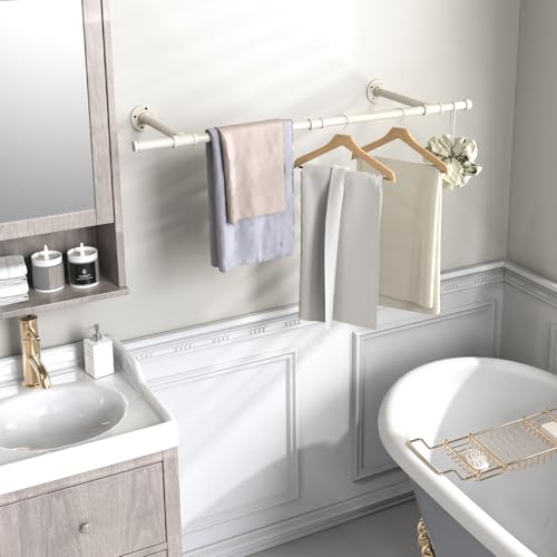 Yawinhe Wall Mount Removable Clothes Rack Set of 2, 112cm Space Saving Hanger, Industrial, Heavy Duty Detachable Wardrobe Rail for Bedroom Storage,