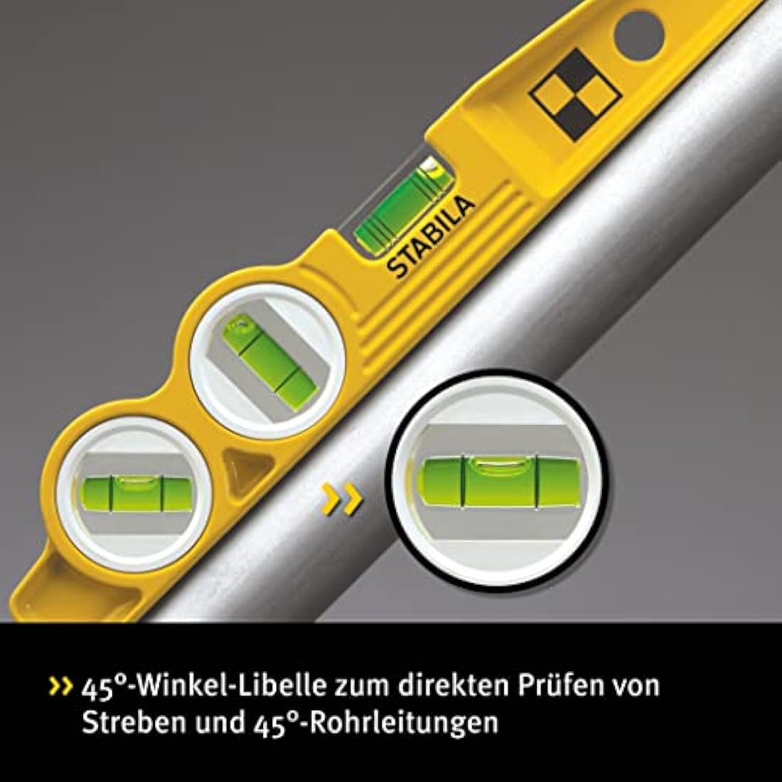 Stabila 16672/4 25 cm"Torpedo Type 81 SV REM W45" Spirit Level with Bag - Yellow/Black