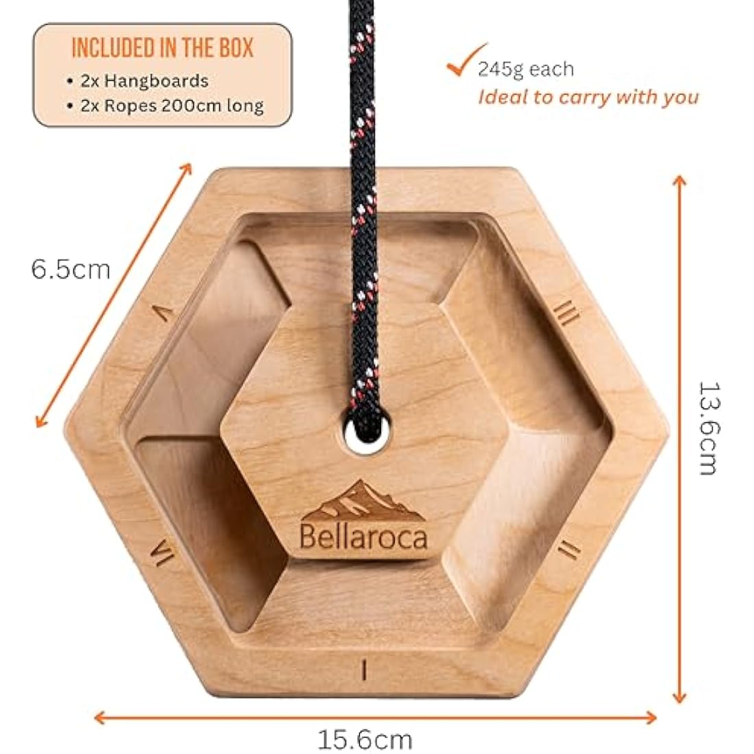 Bellaroca® | Climbing Hangboard, Portable Fingerboards for Climbing Training, Professional Climbing Boards for Finger Strenght in Rock Climbing and Bouldering