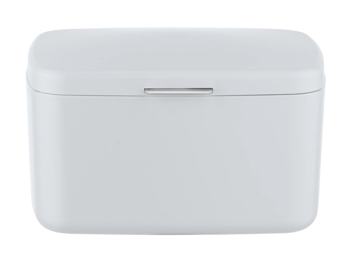 WENKO Barcelona Bathroom Box/Storage Basket with Lid, Completely Unbreakable, 19.5 x 11 x 16 cm, Anthracite, White, 19,5 x 11 x 16 cm