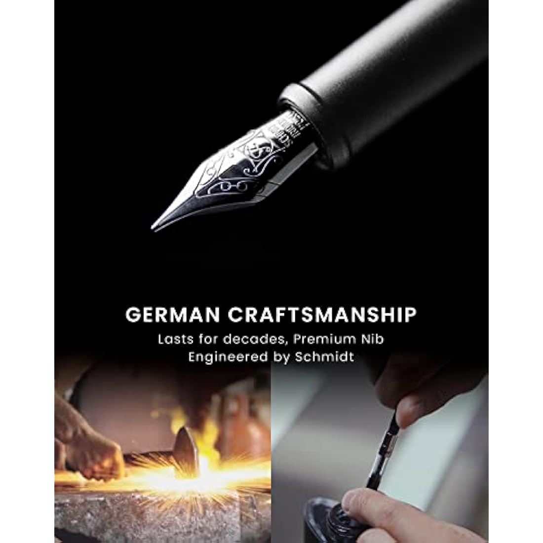 novium Hoverpen Future Edition - Fountain Pen & Rollerball Pen All-In Gift Box, Fine Nib, Futuristic Aesthetic, Luxury Metal Made Desk Pen, Free Spinning Executive Pen, Birthday Gifts (Frost Silver)