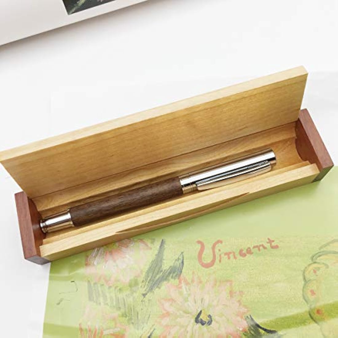 LACHIEVA LUX Elegant Walnut Rollerball Pen Set.Nice Wood Roller Pen with German-made Refill. Luxury Wooden Writing Pen for Men, Women. Executive, Office Gift (Walnut)