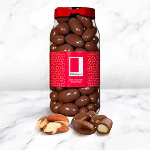 Rita Farhi Milk Chocolate Covered Brazil Nuts in a Gift Jar | Vegetarian and Chocolate Gift - Chocolate Coated Nuts - 740 g