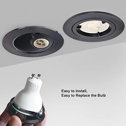 4XSweier 90 Minute IP20 Fire Rated LED Recessed Downlight,Black Ceiling Spotlight, Recessed Spotlight with GU10 Junction Box (Bulbs not Included)