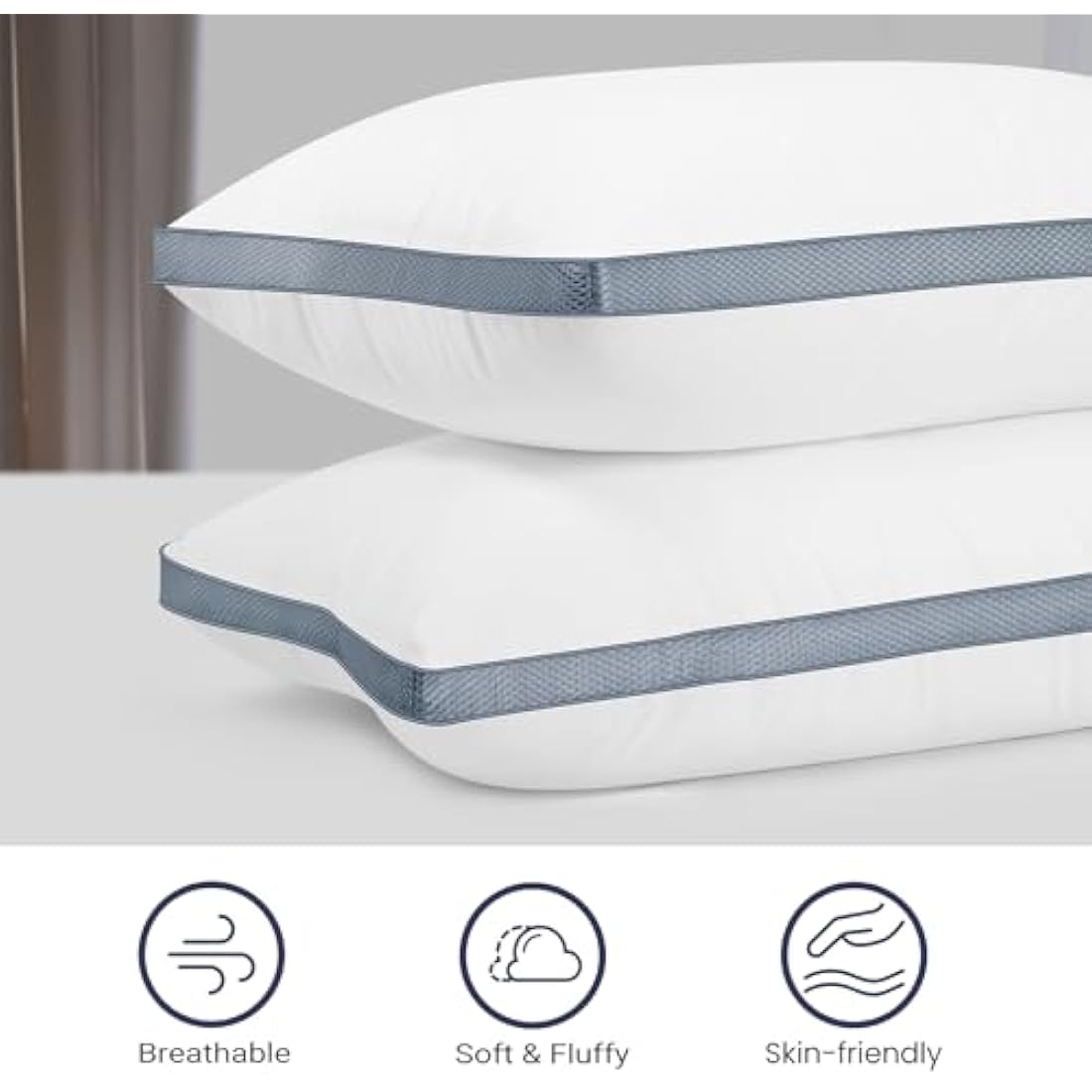 BedStory Bed Pillows 2 Pack, Luxury Pillows for Sleeping Premium Hotel Quality Pillows with Breathable Cover Bounce Back Pillow for Back/Stomach/Side Sleepers Washable, Dark Gray (42×70 CM)