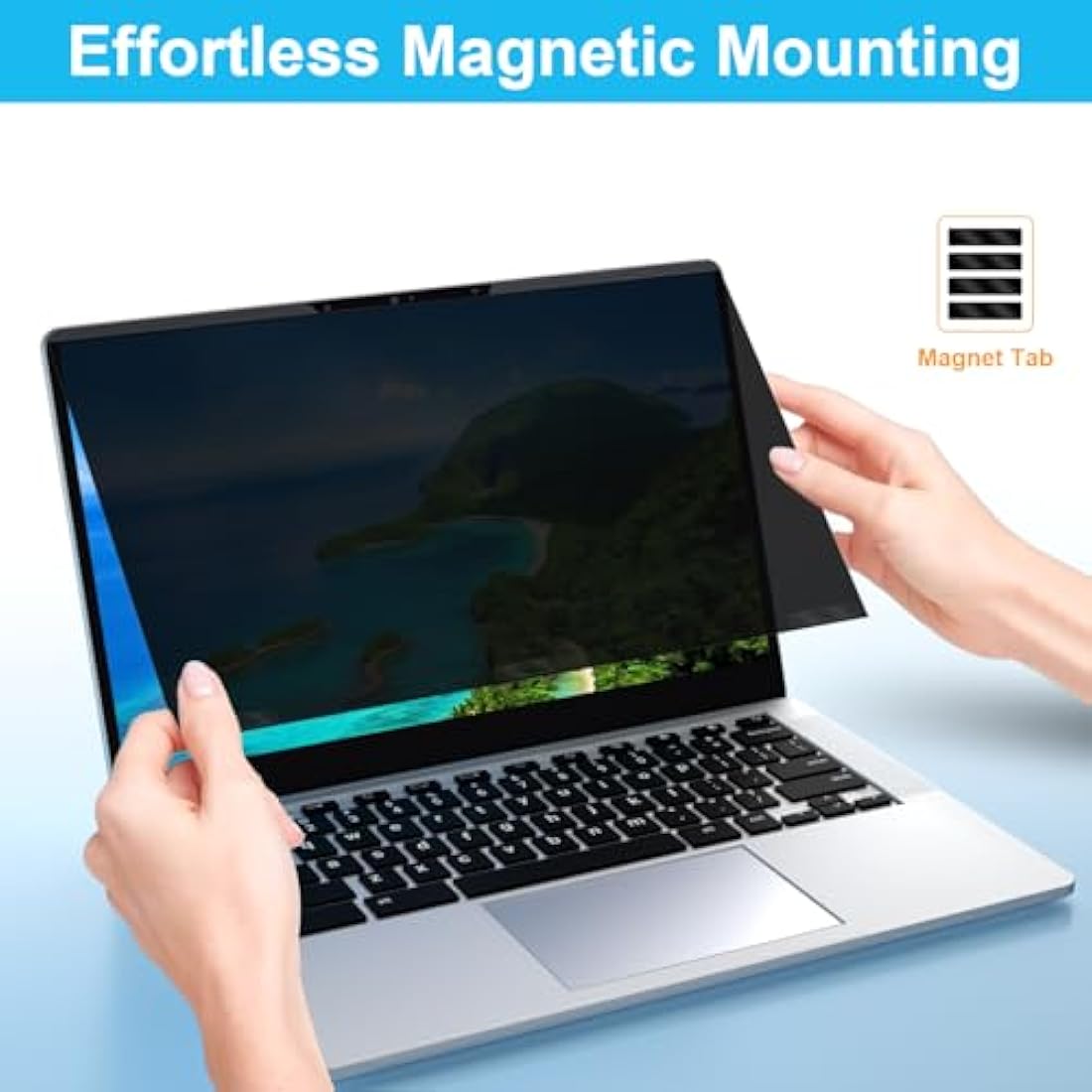 ZOEGAA Laptop Privacy Screen 14 Inch 16:9,Magnetic Removable Anti-Glare Blue Light Blocking Laptop Privacy Screen, Compatible with Dell/Lenovo/HP/Huawei/Acer/Asus