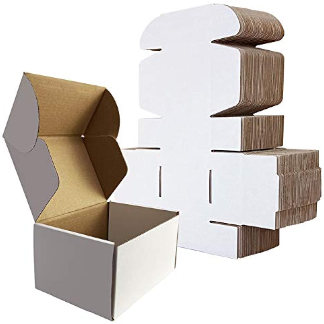 RLAVBL 25 Pack 153x102x76 mm (6x4x3 in) Shipping Boxes Small White Corrugated Cardboard Box for Packing Mailing