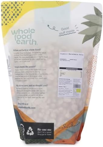 Wholefood Earth Organic Macadamia Nuts 2 kg Raw | GMO Free | Vegan | High Fibre | Certified Organic
