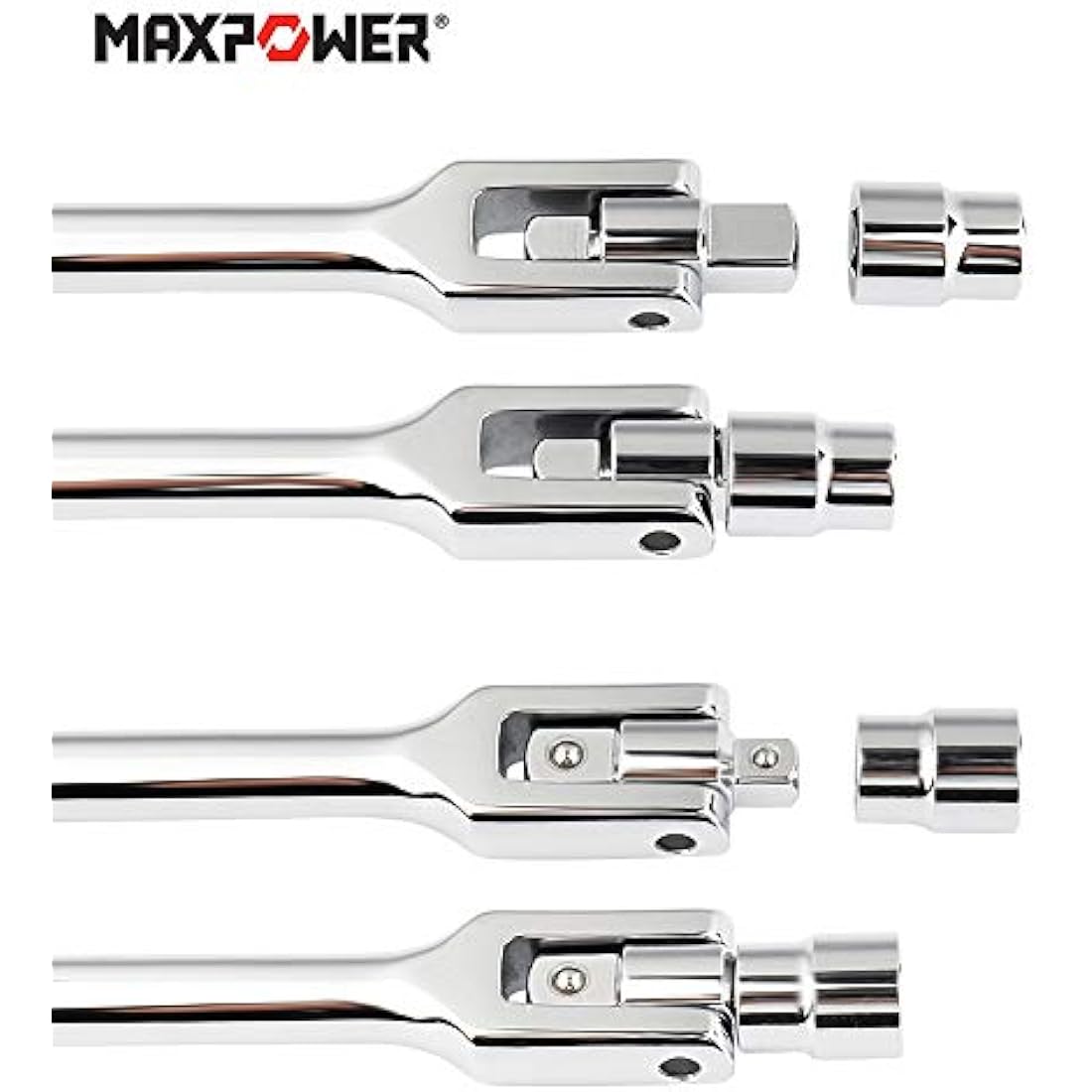 MAXPOWER 2 in 1 Breaker Bar Wheel Nut Spanner Flexible Handle Dual-Drive with 1/2" and 3/8" Nut Sq. Drivers, (24"/600mm)