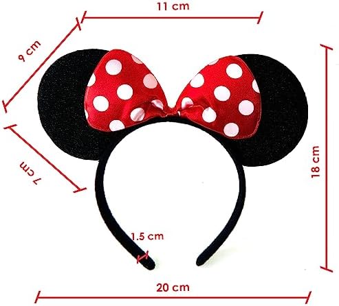 Black With Red Bow & White Polka Dot Minnie Mouse Disney Fancy Dress Ears Head Band