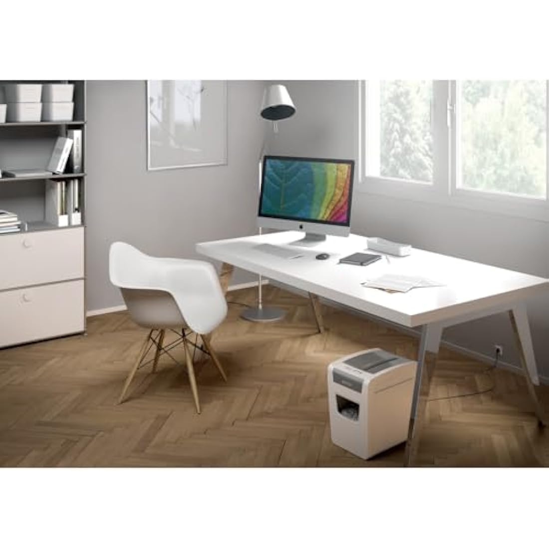 Leitz IQ Slim Home Office Cross Cut Paper Shredder, Shreds 11-10 Sheets (70-80 gsm), 23L Bin, White, 80011000