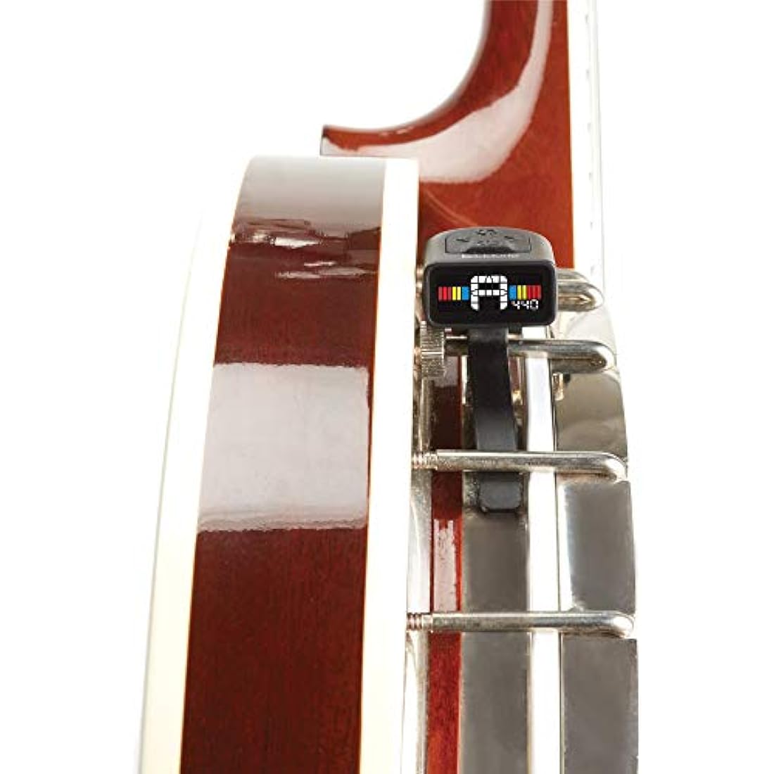 Planet Waves PW-CT-16 D'Addario Micro Banjo Tuner - Multi-color display - Digital Tuner - Non Marring Hoop Bracket - Fast & Accurate Tuning - Visual Metronome,Black