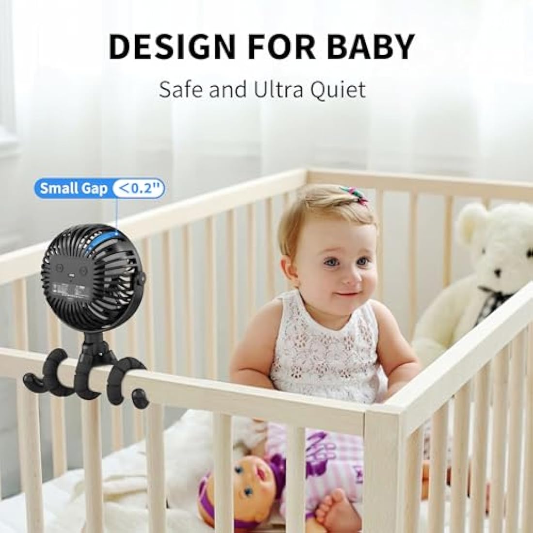 Amacool Battery Operated Stroller Fan Flexible Tripod Clip On Fan with 3 Speeds and Rotatable Handheld Personal Fan for Car Seat Crib Bike Treadmill(Black)
