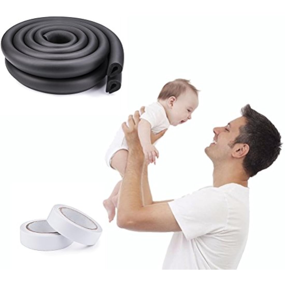 Vicloon Edge Protectors, 2M * 2 Roll Foam Safety Strip, Kids Anti Collision Strip, Thicken Soft Protective, Edge Corner Guard for Baby, Kids and Child - Black
