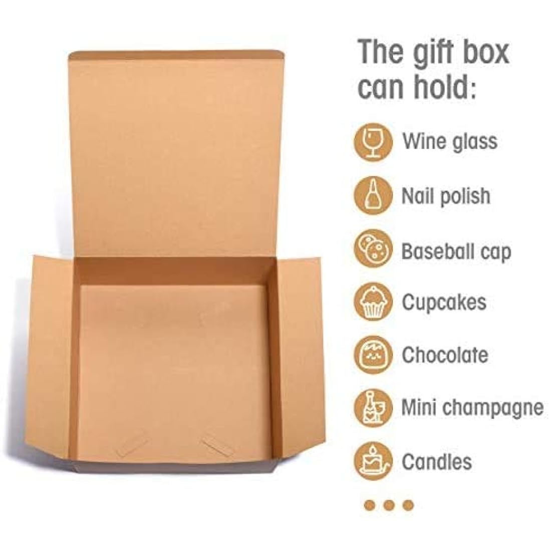 Switory 25pc Present Boxes with Lids, 20x20x10cm, Kraft Paper Gift Boxes for Crafting, Cupcake, Cardboard Bridesmaid Proposal Box,Brown Wedding Favor, Gift Ornaments, Easy Assemble Boxes