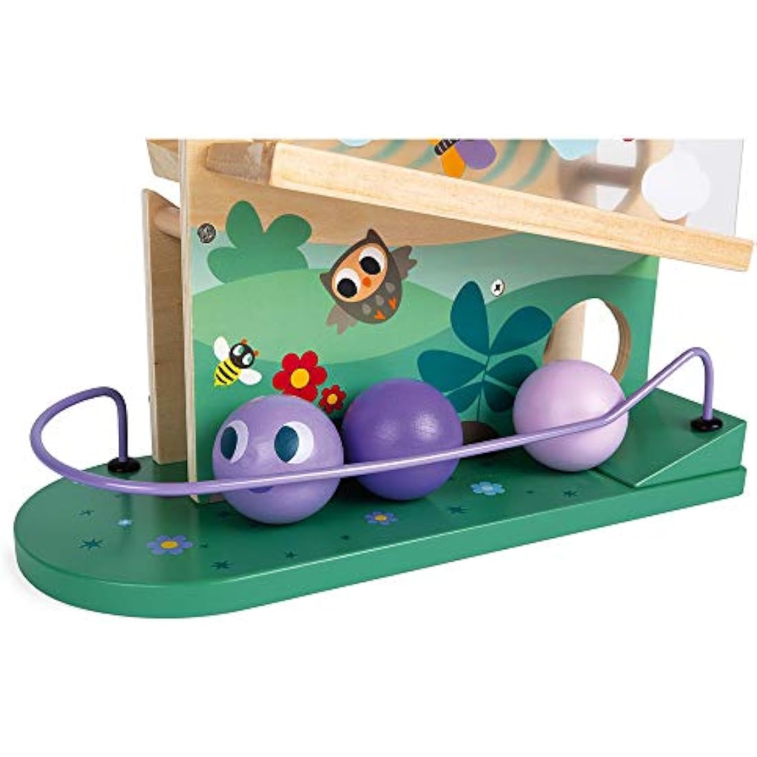 Janod - Wooden Caterpillar Ball Track - Toddler Manipulation and Dexterity Toy - For children from the Age of 1, 08055, Multicolored