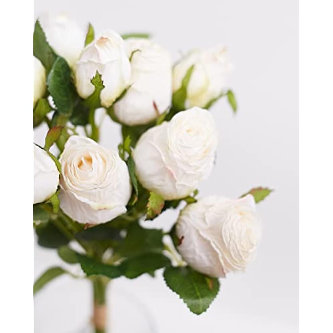 The Baked Studio – 'Dried Touch 12-Piece Small Rose And Tea Rose Stem Bouquet' Artificial Dried Flowers For Cake Decorating, Home Décor, Vase, Weddings, Bridesmaid Bouquets (Ivory)