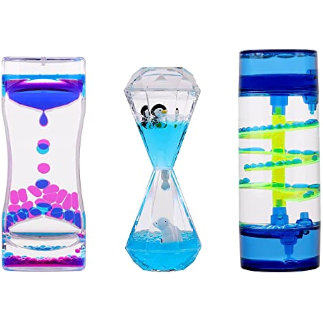 XINBAOHONG Sensory Toy for Relaxation, Motion Timer, Color Lava Lamp, 3 Pack Incredibly Effective Calming Stress Relief Hourglass Toy Liquid Motion Bubbler for Kids and Adults