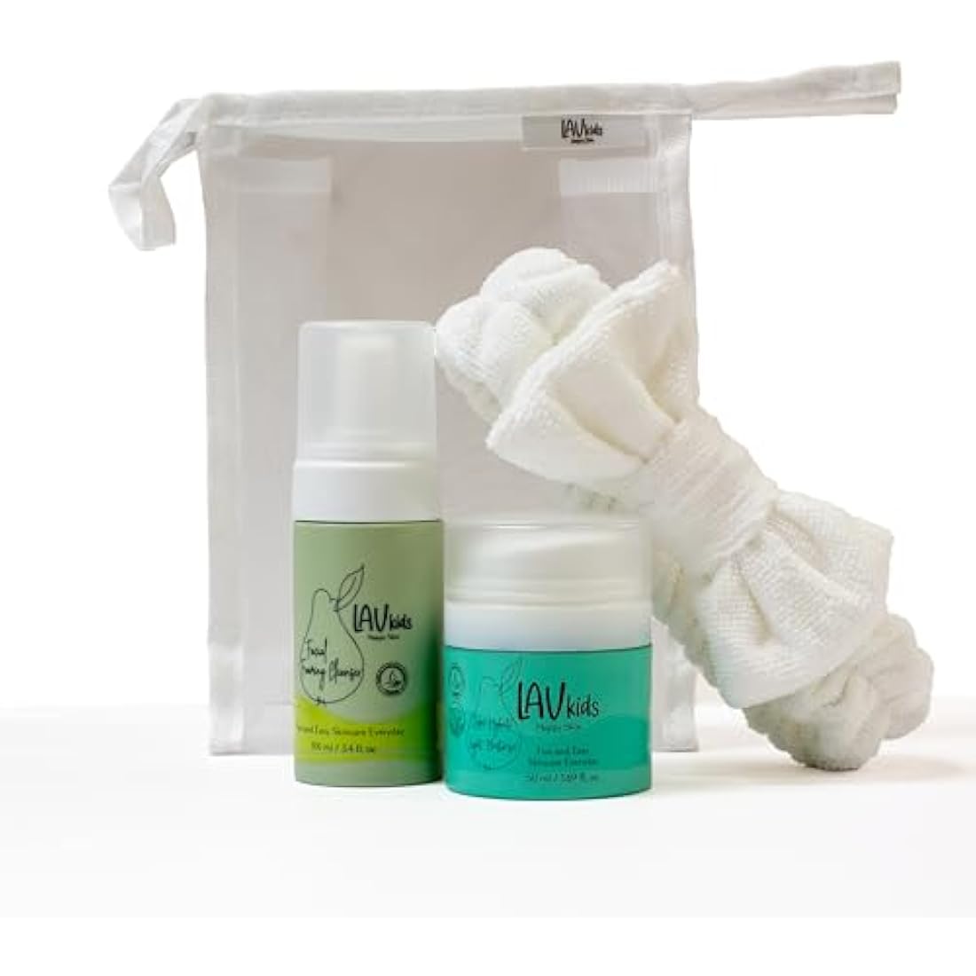 Lav Kids Moisturising Skincare Bundle- Foaming Facial Cleanser 100ml & Face Moisturiser 50ml (green, blue)