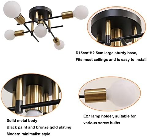 Hudi Fyier Modern Chandelier - 5 Light Industrial Vintage Style Ceiling Light for Bedroom, Kitchen, Dining Room, Loft, Office