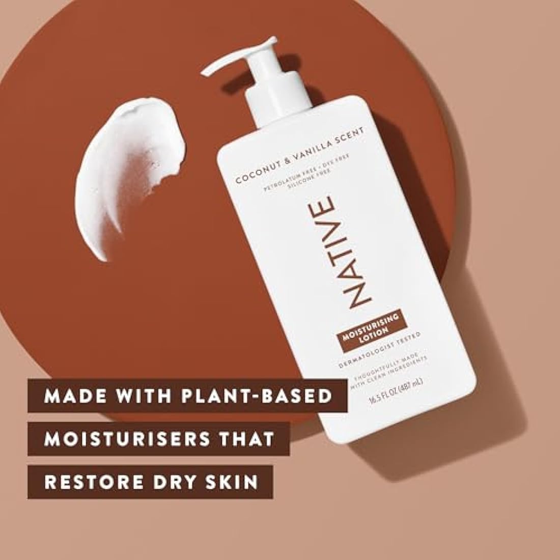 Native Body Lotion for Men & Women - Silicone & Dye Free - Coconut & Vanilla Scented Hand Lotion + Body Moisturizer for Dry Skin - Naturally Derived with Shea Butter & Glycerine (3 Pack, 487ml)